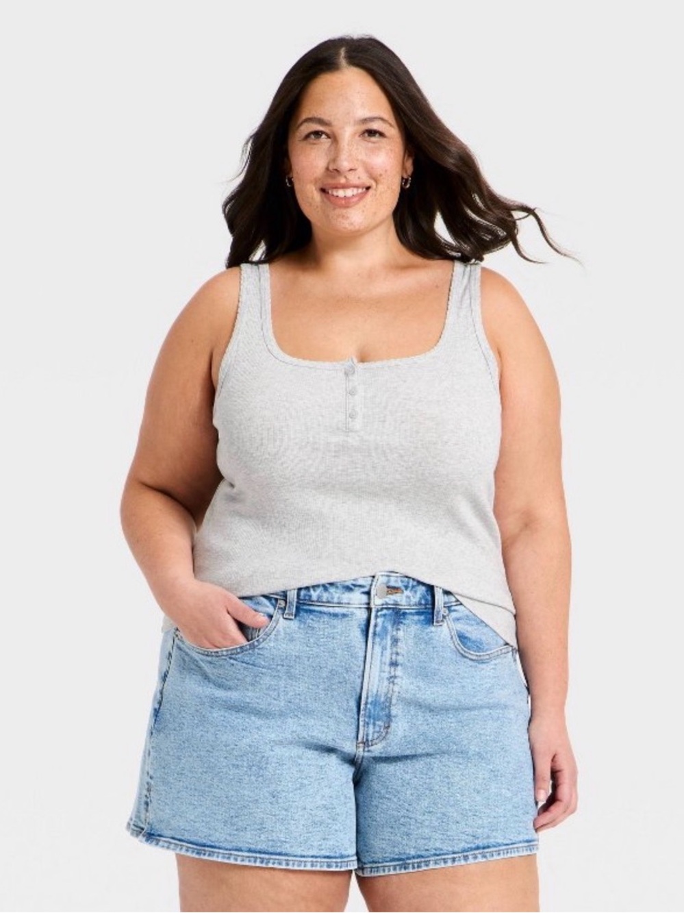 NWT New Universal Thread Women’s Fitted Tank Top - Heather Gray XXL
